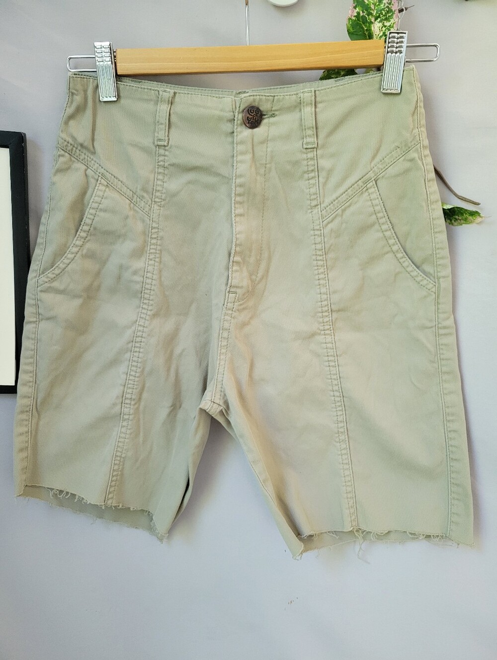 Lucy & Yak High Waist Cut Off Camden Shorts Sage Green 24
